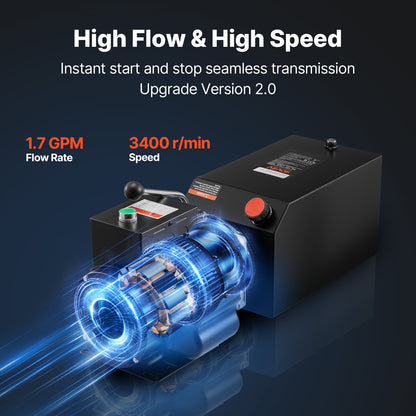Hydraulpumpsaggregat, AC 220V, 15 liters enkelverkande hydraulaggregat, 6,3 l/min oljeflöde, max. utloppstryck 22 MPa för dumper, bilverkstad, billyftplattformar, svart