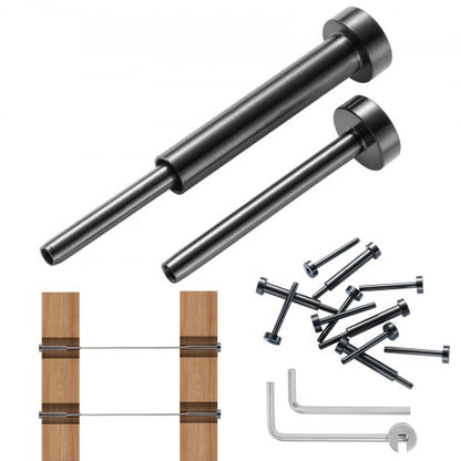 30-pack osynlig kabelräckessats, T316 rostfritt stål 3,2 mm osynlig mottagare och pressningsände för kabelräcke, pressningsspännare 3,2 mm för trä-/metallstolpe, kabelräckesdetaljer, svart