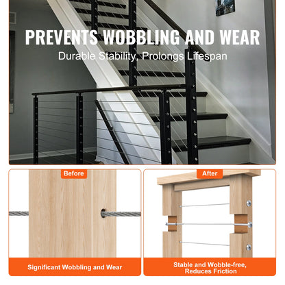 20-pack osynlig kabelräckessats, T316 rostfritt stål 3,2 mm osynlig mottagare och pressningsände för kabelräcke, pressningsspännare 3,2 mm för trä-/metallstolpe, kabelräckesdetaljer, silver