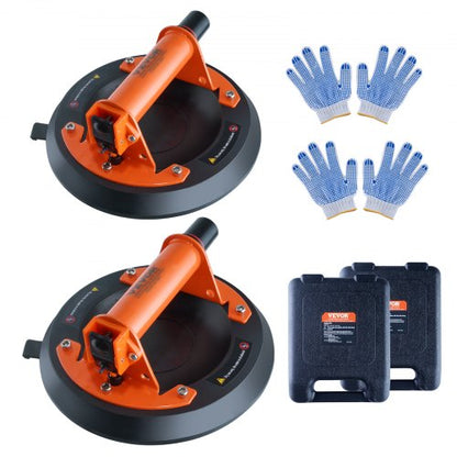Glass Suction Cup, 20.3 cm 2 Pack 279 kg Load Capacity, Vacuum Suction Cup with ABS Handle and Carry Box, Heavy Duty Industrial Suction Cup Lifter Tool for Glass, Granite, Tile, Metal, Wood Lifting