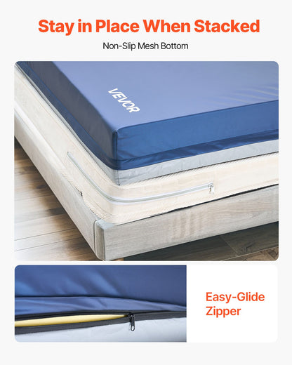 Sjukhussängmadrass, 227 kg belastning, tryckfördelande långtidsvård Medicinsk skummadrass av dubbelt lager, vattentät för behandling av liggsår Vårdhem och hemsjukvård, 914 x 2030 x 153 mm