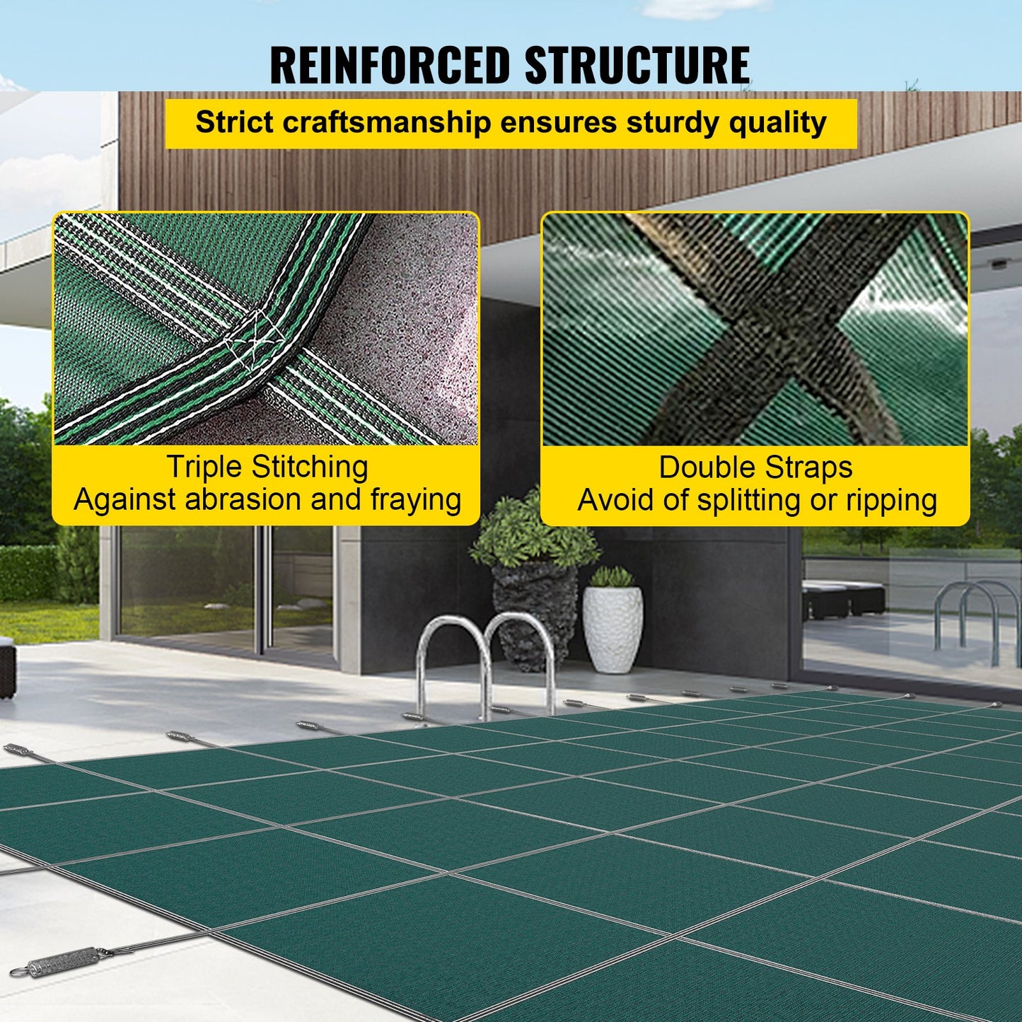 Poolskydd 18x38ft, nedgrävt poolskydd passar för 16x36 ft pool, rektangulärt nedgrävt poolskydd grönt nät massivt poolskydd för pool vinterskydd
