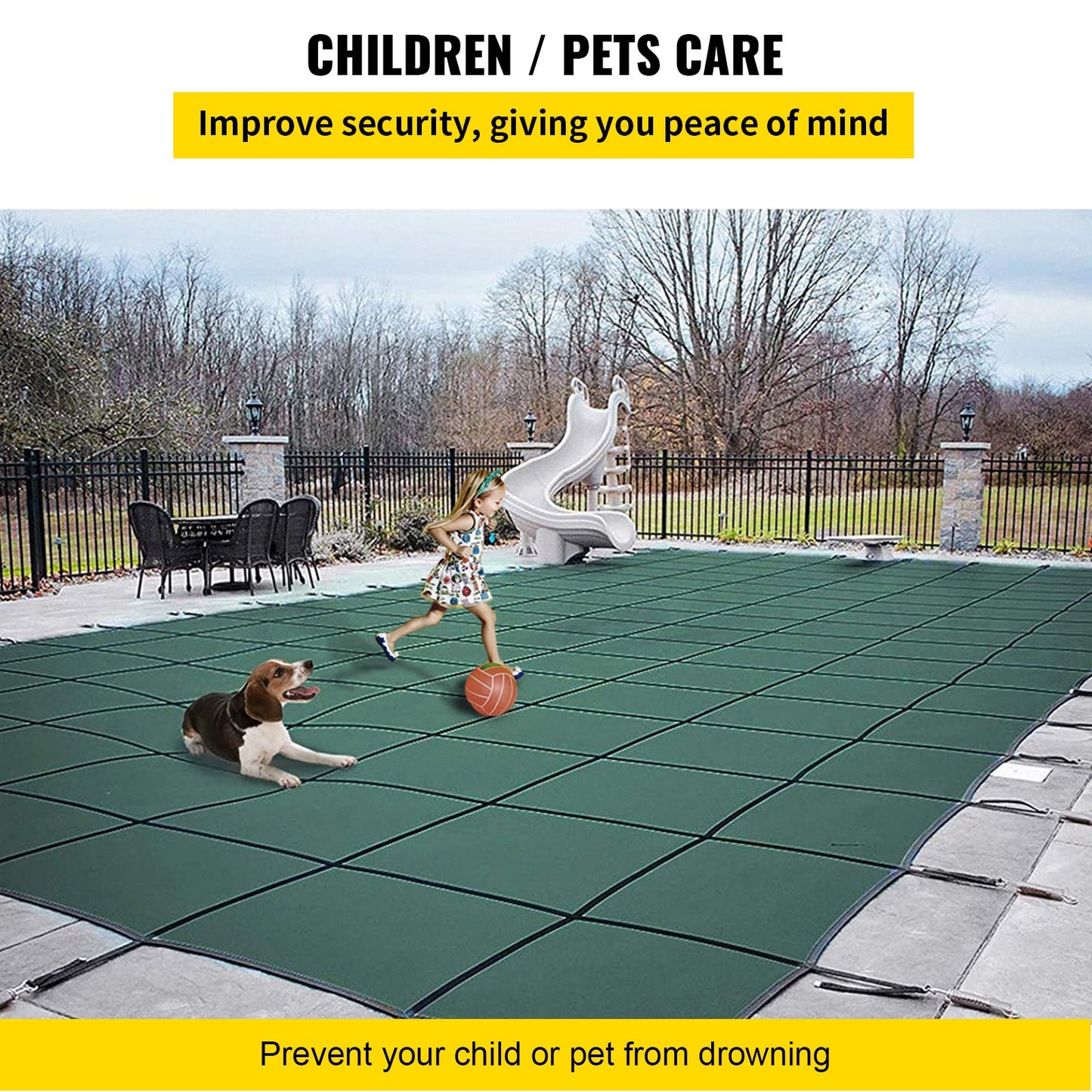Poolskydd 18x36FT Rektangulärt poolskydd Grönt nät Massivt poolskydd för pool Vinterskydd