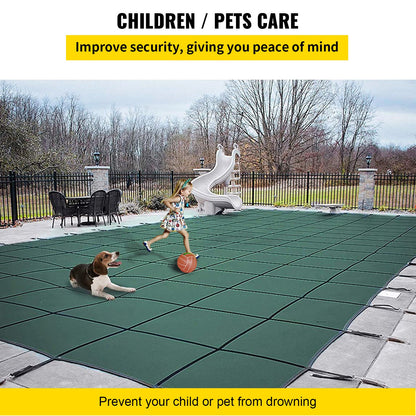 Poolskydd 18x36FT Rektangulärt poolskydd Grönt nät Massivt poolskydd för pool Vinterskydd