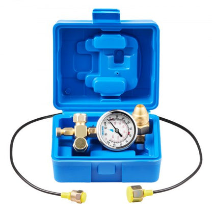 Hydraulisk kväveackumulatorladdningssats, 0-100 bar kvävepåfyllningssats, trycktestsystem med 1 tryckmätare, 1 gasslang, 1 ventilhus och 1 CGA580-adapter för byggmaskiner