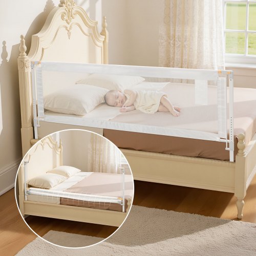 Toddler Bed Rail, Kids Beds Guard Rail with Reinforced Iron Pipe and Oxford Cloth, Adjustable Height Bed Side Railing, Portable Guard Bumper Barrier for Crib, Bunk, 2000 x 890 mm, 1 Piece