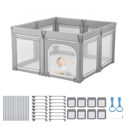 Lekhage för småbarn, 1200 x 1200 mm hopfällbar lekhage för småbarn, lekgård för inomhus/utomhusbruk med dragkedja och mjukt, andningsbart nät, aktivitetscenter utan mellanrum för småbarn, 6–24 månaders bebisar