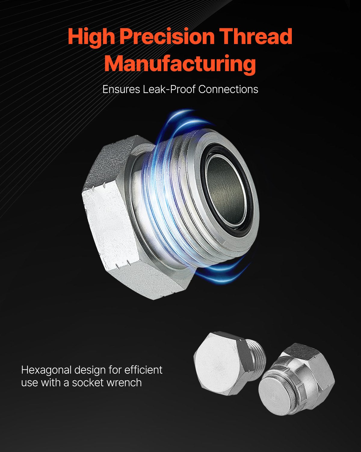 64 delar BSPP hydraulkopplingar, hydrauliskt lock och pluggsats med precisionsgängning, galvaniserat stål för kraftiga hydraulkopplingar, instrumentstorlekar 04/06/08/10/12/16