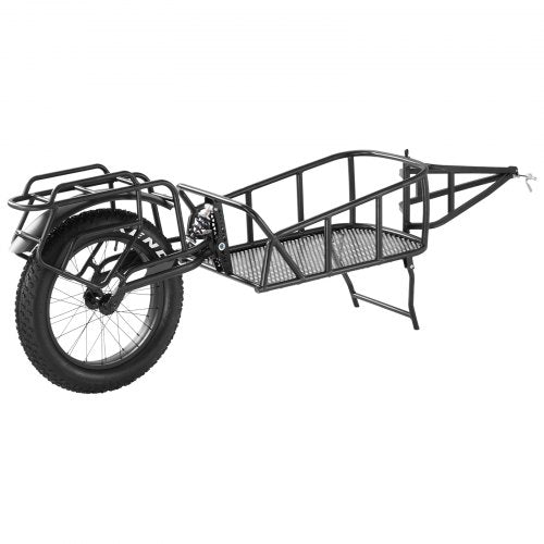 Cykelkärra, lastkapacitet 34 kg, kraftig cykelkärra, kompakt förvaring och snabbkoppling med universaldragkrok, 50 cm hjul, passar de flesta cykelhjul, ram i kolstål