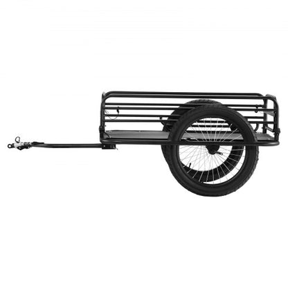Cykelkärra, lastkapacitet 124,7 kg, kraftig cykelkärra, hopfällbar kompakt förvaring och snabbkoppling med universalkoppling, 50,8 cm hjul, passar de flesta cykelhjul, ram i kolstål