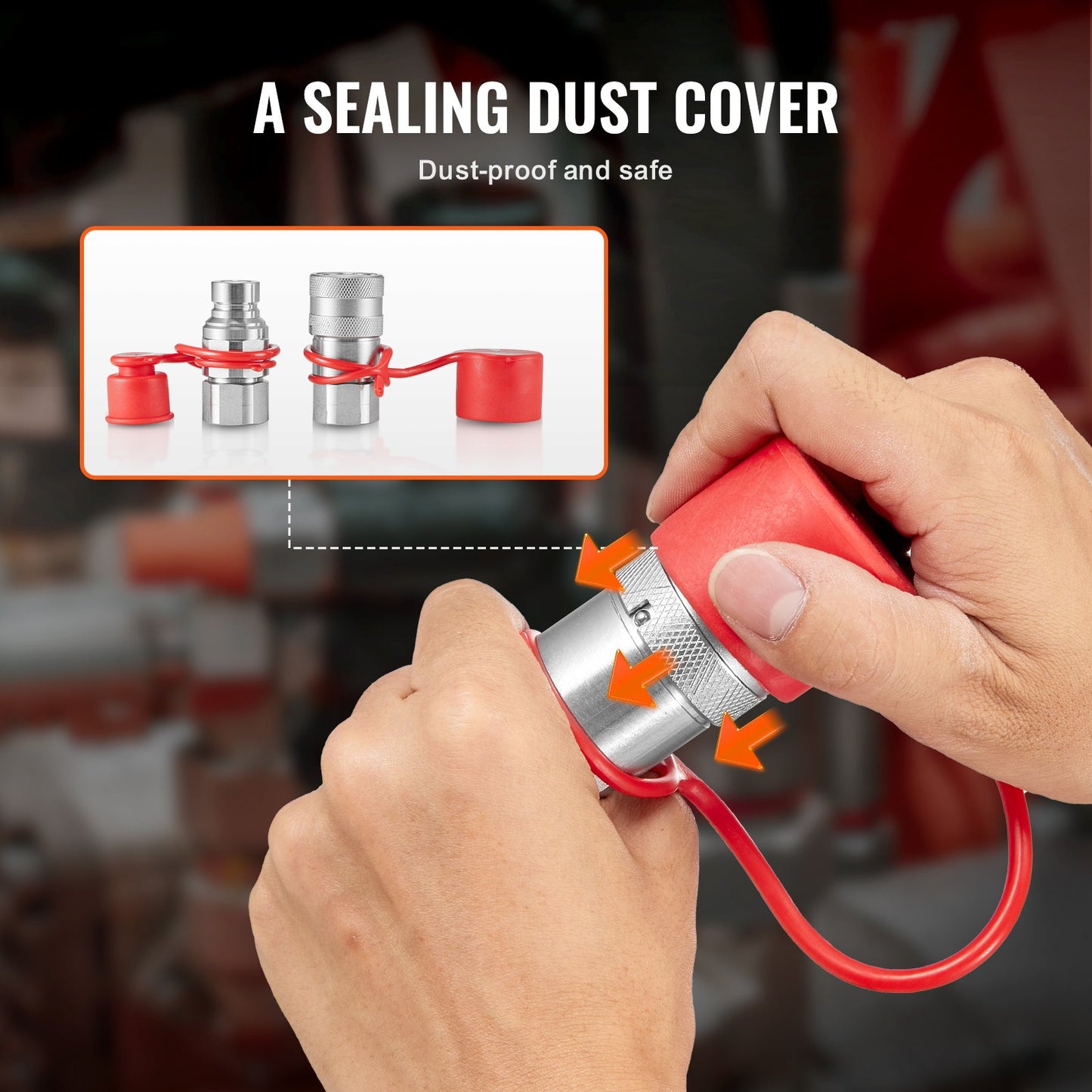 1/2" hydrauliska platta kopplingar, 1/2" NPT hydrauliska snabbkopplingar för kompaktlastare med 2 dammkåpor (ISO16028)