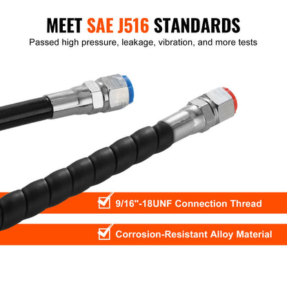 Utombordsslangsats, 20 fot hydraulisk styrslang, 2-delade läckagesäkra TPEE hydrauliska båtslangar, kompatibel med marint hydrauliskt utombordsstyrningssystem för båtar upp till 300 hk