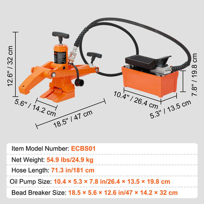 Hydraulisk däckpärlbrytare 10000 PSI fotpump för dragbilsdäck