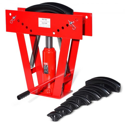 Hydraulisk rörbockare, 16 tons manuell kopparrörsbockningsmaskin för avgasrör med 8 matriser (1/2" - 3") och 90 - 180° justerbara rullar, kraftig rörbockare för rörlednings- och räckeskonstruktion