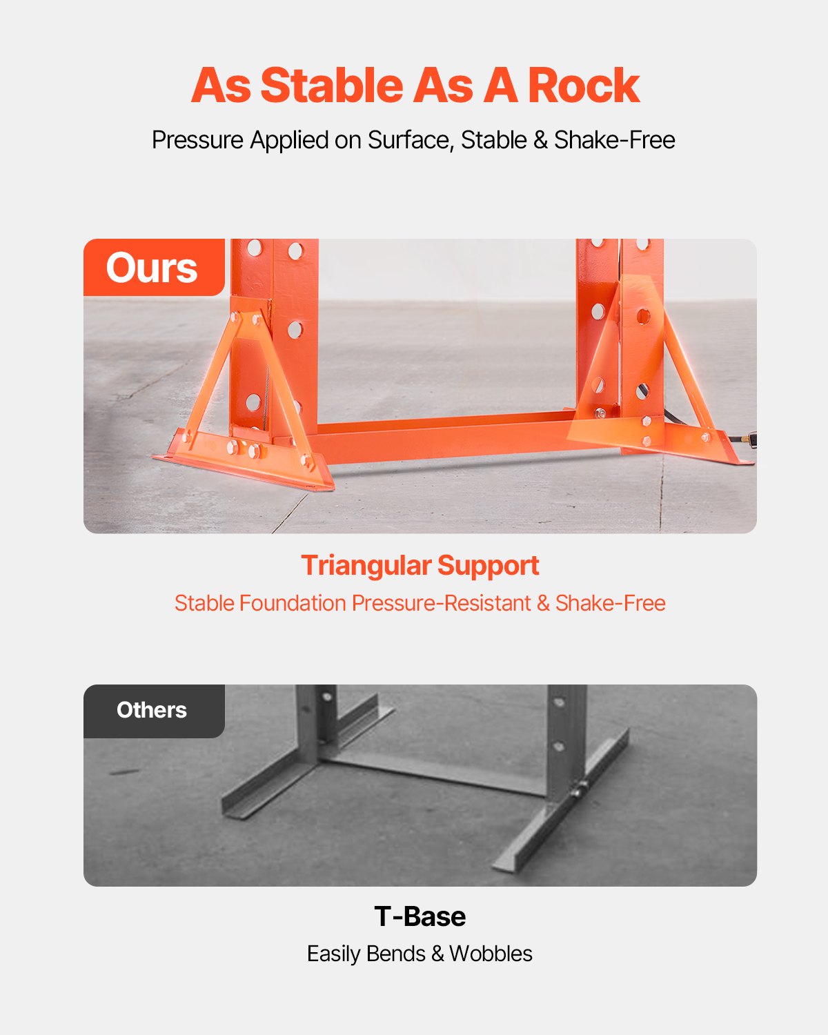 Hydraulisk verkstadspress, 50 T H-ram pneumatisk verkstadspress med pressplatta och triangulärt stöd, stabil garagegolvsjusterbar hydraulpress med övertrycksventil, lämplig för böjning och rätning