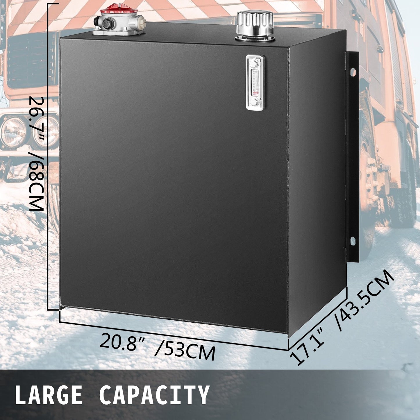 Hydraulic Oil Tanks 25Gal Fuel Tank Heavy Duty Hydraulic Steel Tank Reservoir, Gasoline Transfer Tanks, Hydraulic Reservoir with Strainer Temp Gauge Filter Breather Cap hydraulic tank