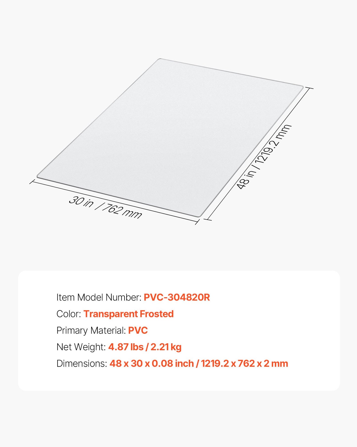 Stolsmatta, 765 x 1215 mm transparent kontorsmatta för hårda golv, golvskydd för rullstolar, halkfri och lätt att rengöra, smidig glidmatta under skrivbordet för hemmakontor (rektangulär)