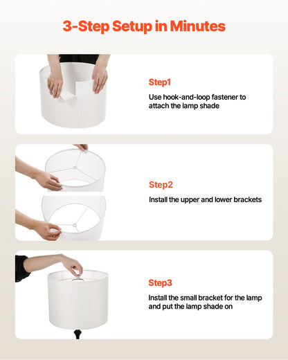 Trumlampskärmar, 2-set, 33 cm topp x 33 cm botten x 25 cm hög, mellanstor trumlampskärm i linne, reservskärm för bordslampor, golvlampor och pendellampor, enkel montering krävs (off-white)