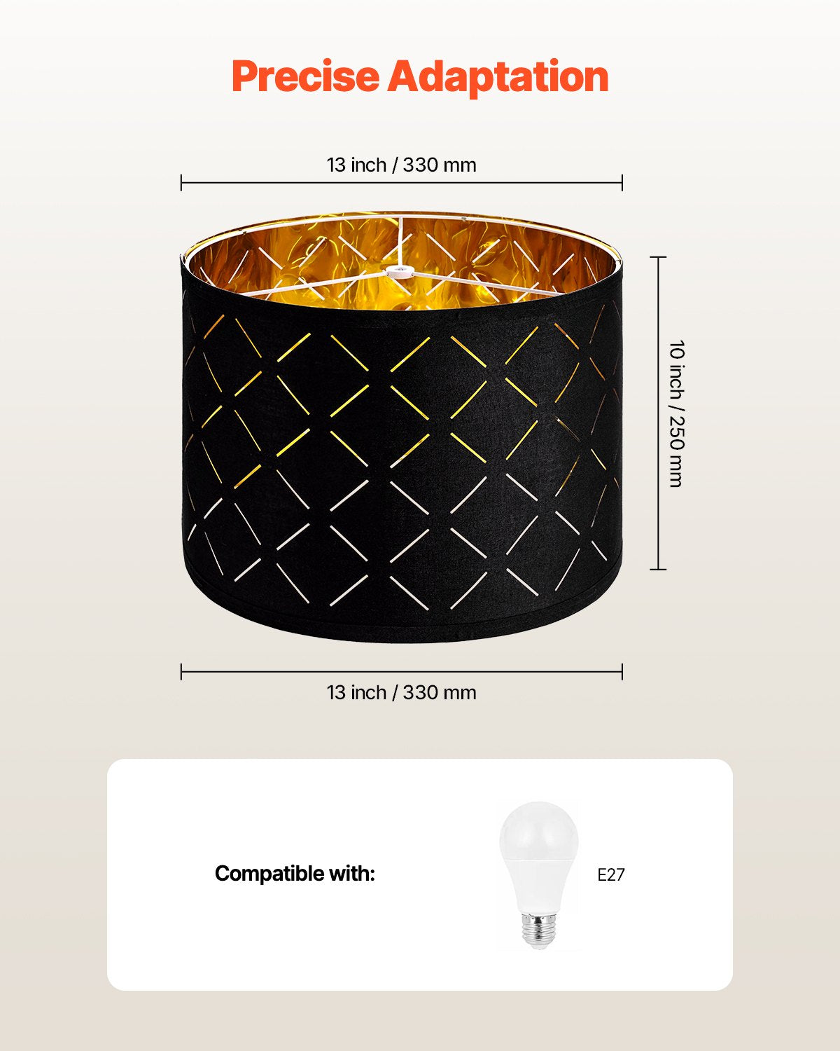 Trumlampskärmar 2-set, 33 cm topp x 33 cm botten x 25 cm hög, mellanstor trumlampskärm med harpa, reservlampskärm för bordslampor, golvlampor och pendellampor, svart diamantformad ihålig design