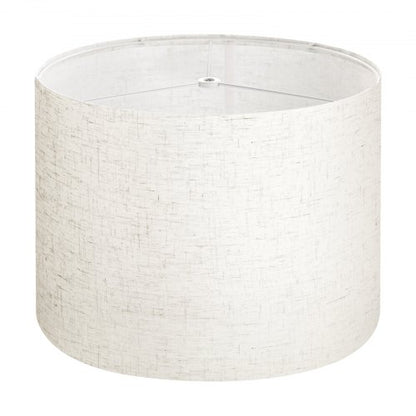 Trumlampskärm, 33 cm topp x 33 cm botten x 25 cm hög, mellanstor trumlampskärm i linne, reservskärm för bordslampor, golvlampor och pendellampor, enkel montering krävs (ljus linne)