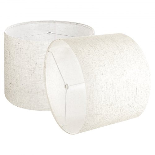 Trumlampskärmar, 2-set, 33 cm topp x 33 cm botten x 25 cm hög, mellanstor trumlampskärm i linne, reservskärm för bordslampor, golvlampor och pendellampor, enkel montering krävs (ljus linne)