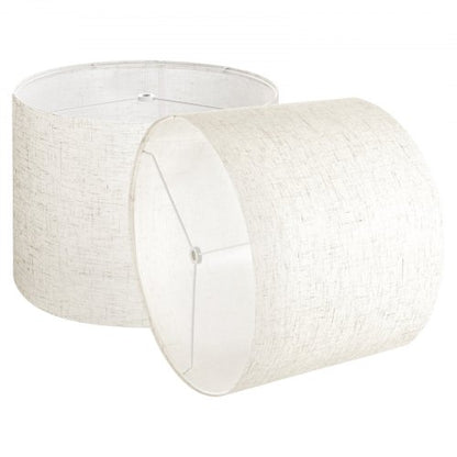 Trumlampskärmar, 2-set, 33 cm topp x 33 cm botten x 25 cm hög, mellanstor trumlampskärm i linne, reservskärm för bordslampor, golvlampor och pendellampor, enkel montering krävs (ljus linne)