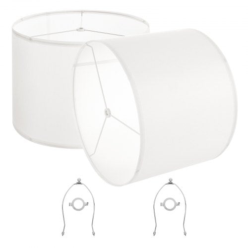 Lampskärmar i form av trumma, 2-pack, 40 cm överst x 40 cm underst x 30 cm hög, stor lampskärm med harpa, reservlampskärm för bordslampor, golvlampor och pendellampor, enkel montering krävs (off-white)