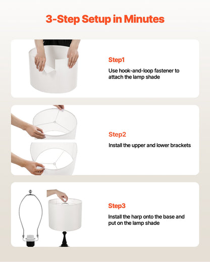 Lampskärmar i form av trumma, 2-pack, 40 cm överst x 40 cm underst x 30 cm hög, stor lampskärm med harpa, reservlampskärm för bordslampor, golvlampor och pendellampor, enkel montering krävs (off-white)