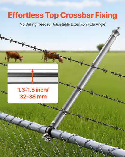 Kedjelänkstaketförlängningar, 18-pack 695 mm förlängningshöjd, galvaniserad stolpförlängare för 32 till 38 mm topp på staketet, U-fäste, taggtrådsförlängningsarm för avskildhet, förhindrar att hundar hoppar ut