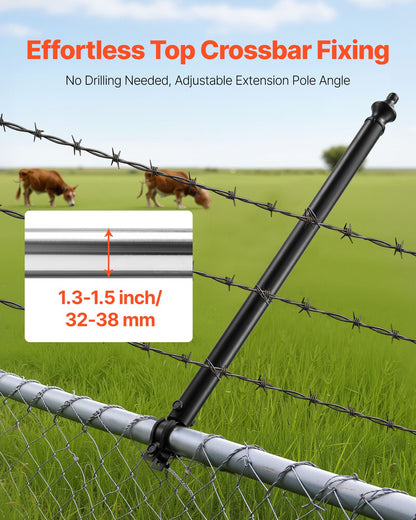 Kedjelänkstaketförlängningar, 9-pack 695 mm förlängningshöjd, galvaniserad stolpförlängare för 32 till 38 mm topp på staketet, U-fäste, taggtrådsförlängningsarm för avskildhet, förhindrar att hundar hoppar ut