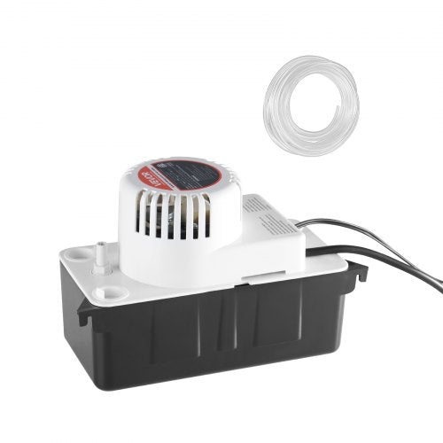 Kondensavlägsningspump, 1/50 hk, 65 GPH, 15 fot/4,57 m lyft, 1/2 gallon tank, automatisk AC-kondenspump med flottörbrytare och 20 fot slang för luftkonditionering, avfuktare, ugn, ismaskin, vattenavlopp