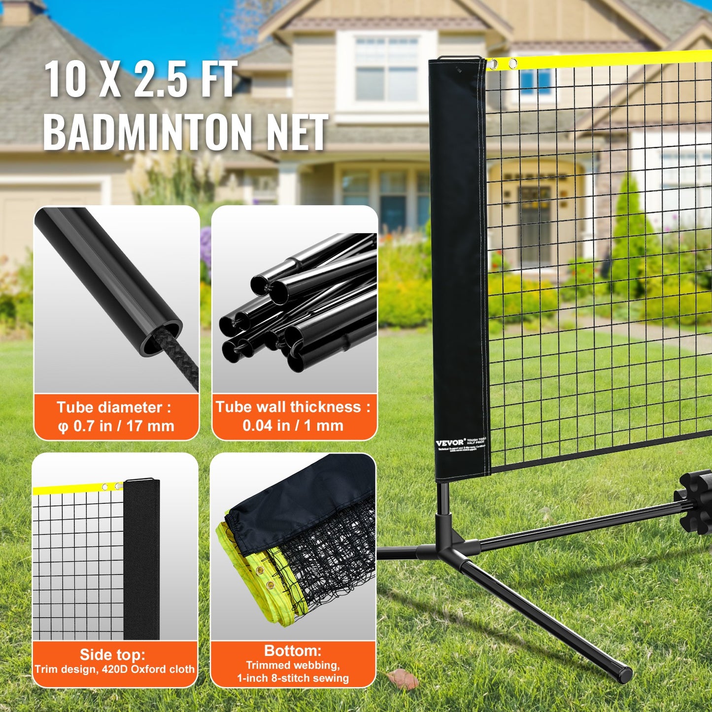 10ft badmintonnät set utomhus bärbart volleyboll pickleball tennisnät