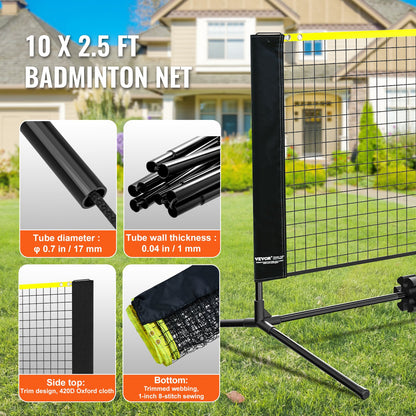 10ft badmintonnät set utomhus bärbart volleyboll pickleball tennisnät