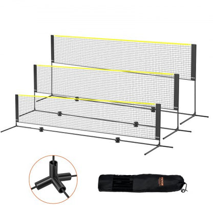 Badmintonnät, höjdjusterbart volleybollnät, 14 fot brett hopfällbart pickleballnät, bärbart och enkelt uppsatt tennisnätset med stänger, stativ och bärväska, för barns trädgårdsspel inomhus och utomhusbruk