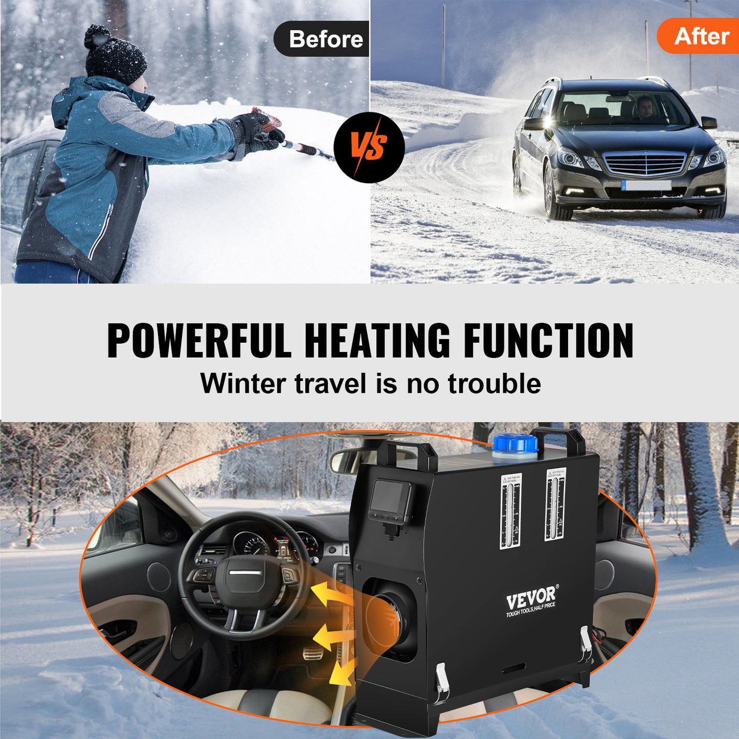 8KW dieselluftvärmare, dieselparkeringsvärmare, allt-i-ett 12V lastbilsvärmare, ett uttag, med svart LCD-brytare, snabbvärmande dieselvärmare, för husbil, båt, buss, bilsläpvagn, husvagn