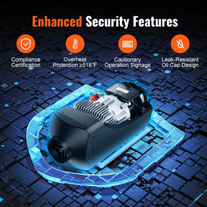 Luftdieselvärmare Parkeringsvärmare 12 V 5 kW, Luftvärmare Luft Diesel Diesel Parkeringsvärmare Luftvärmare, 0,16–0,52 L/timme Dieselvärmare med LCD-skärm och fjärrkontroll och Bluetooth-app