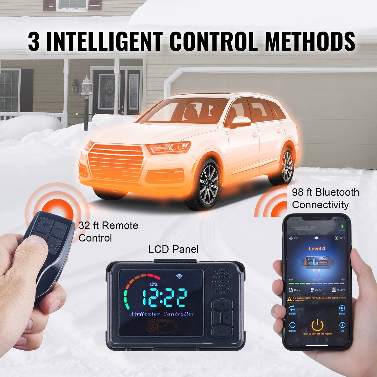 Dieselluftvärmare allt-i-ett 12V 5KW Bluetooth-app LCD för bil/husbil
