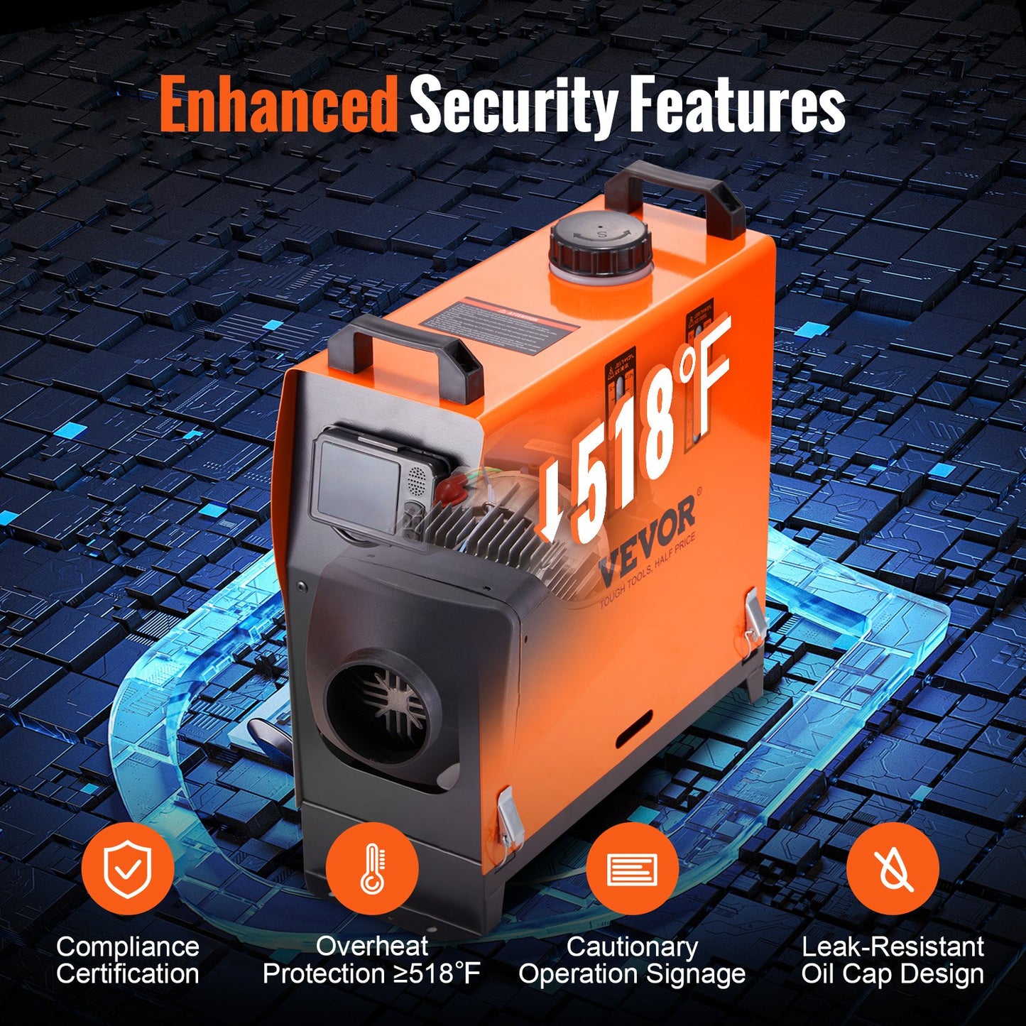 Dieselluftvärmare allt-i-ett 12V 8KW LCD-fjärrkontroll för bil/husbil