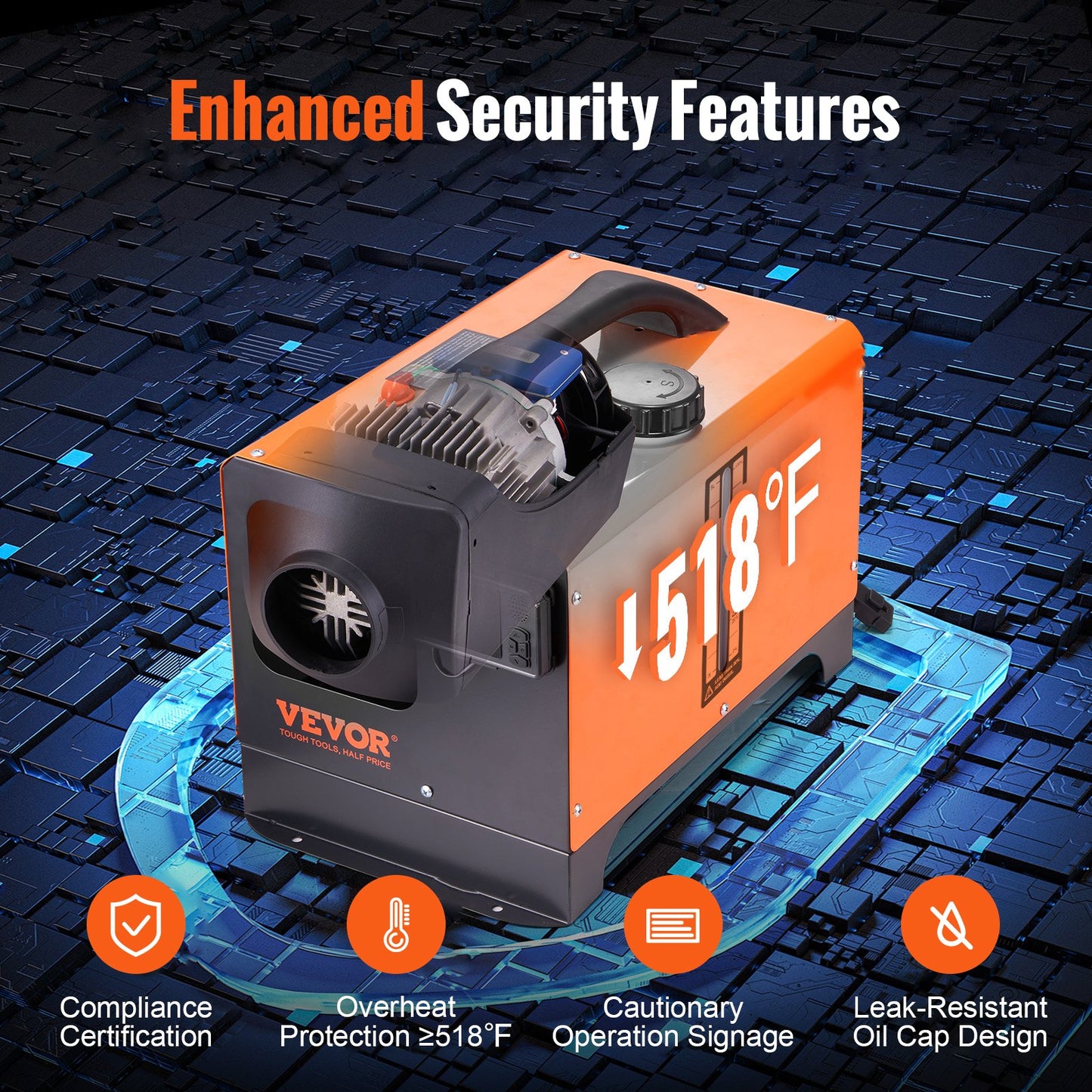 Dieselluftvärmare allt-i-ett 12V 5KW Bluetooth-app LCD för bil/husbil