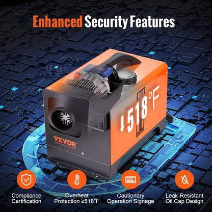 Dieselluftvärmare allt-i-ett 12V 5KW Bluetooth-app LCD för bil/husbil