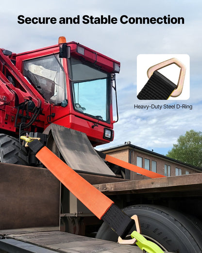 Axelremmar, 2 tum x 3,2 fot kraftiga axelremmar, 12000 lbs brottstyrka axelremmar med D-ringar, 4-pack kraftiga axelremmar, för bil, släpvagn, lastbil, bogsering och transport