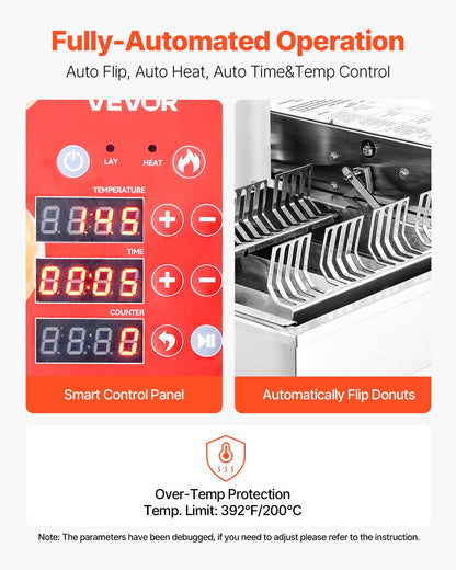 Kommersiell automatisk munkmaskin, 4 rader munktillverkningsutrustning, elektrisk högeffektsmunkmaskin för 240 st/timme, automatisk fritös i rostfritt stål, med intelligent styrning