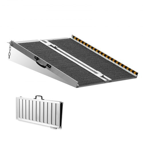 Portable Wheelchair Ramp, 61 cm 362.9 kg Capacity, Non-Slip Aluminum Folding Threshold Ramp, Foldable Mobility Scooter Ramp Wheel Chair Ramp, Handicap Ramp for Home Steps, Stairs, Doorways, Curbs