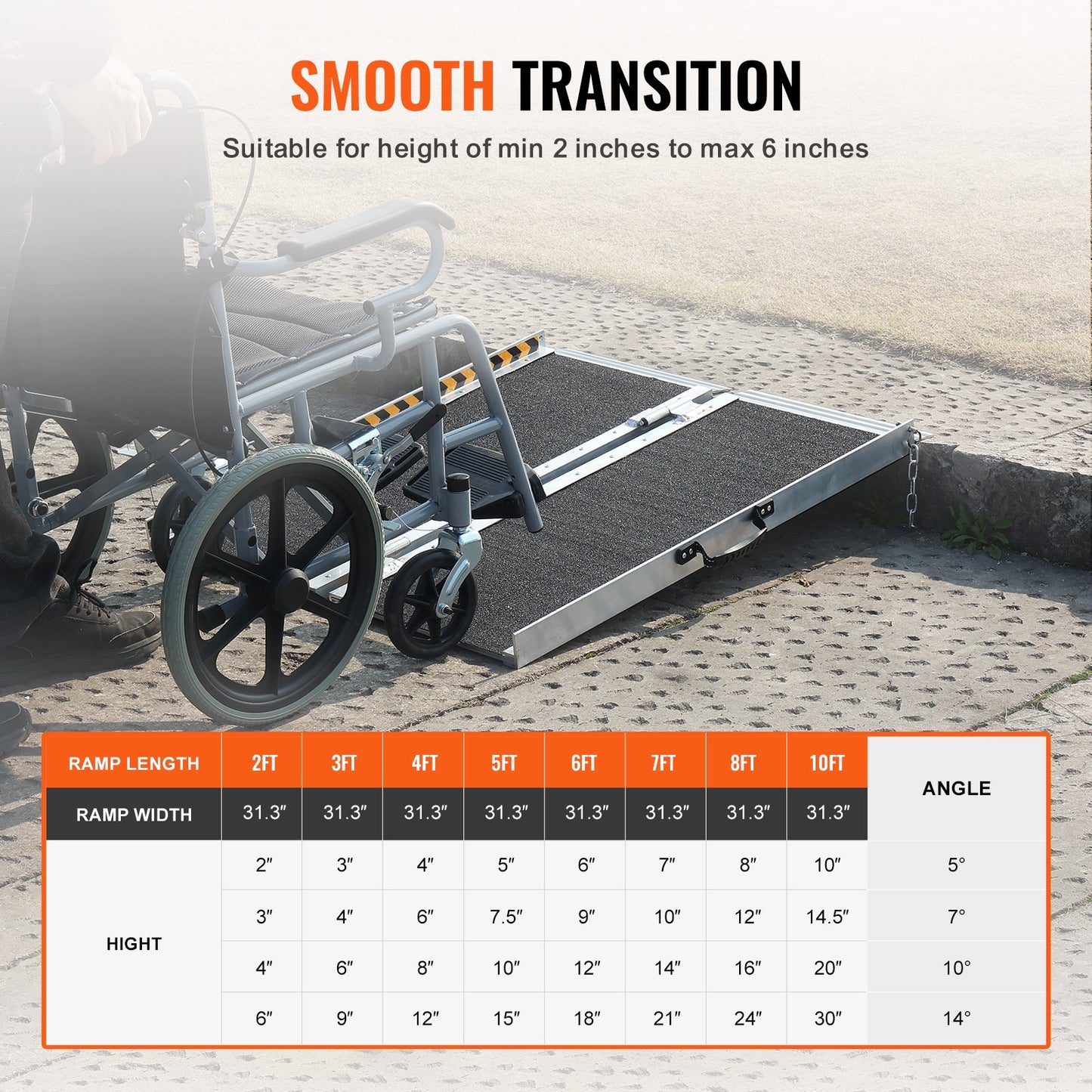 Portable Wheelchair Ramp, 61 cm 362.9 kg Capacity, Non-Slip Aluminum Folding Threshold Ramp, Foldable Mobility Scooter Ramp Wheel Chair Ramp, Handicap Ramp for Home Steps, Stairs, Doorways, Curbs