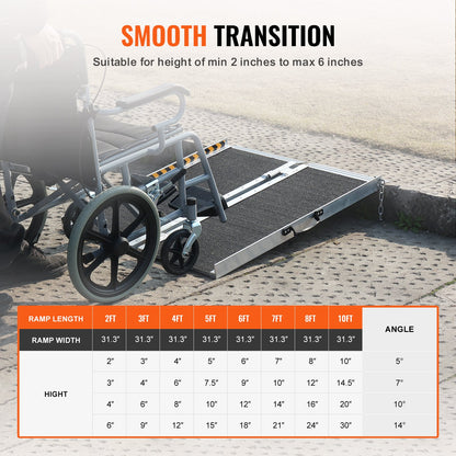 Portable Wheelchair Ramp, 61 cm 362.9 kg Capacity, Non-Slip Aluminum Folding Threshold Ramp, Foldable Mobility Scooter Ramp Wheel Chair Ramp, Handicap Ramp for Home Steps, Stairs, Doorways, Curbs