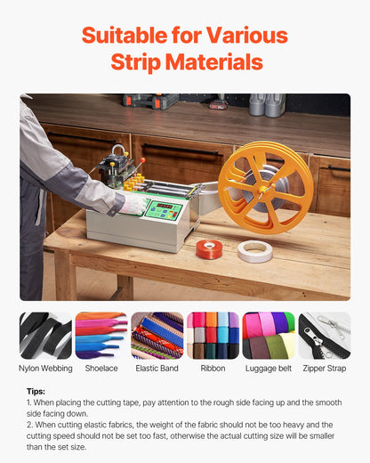 Automatisk bandskärmaskin, varm- och kallbandsskärmaskin med justerbar temperatur och LCD-display, blixtlåsskärare för nylonband, resårband, skosnören