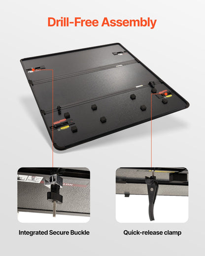 Tri-Fold Truck Bed Tonneau Cover, Compatible with 2014-2024 Toyota Tundra (NOT FIT Trail Special Edition with Storage Boxes), Fleetside 5.5' (67") Short Bed 2023, 400 lbs Load Capacity, Black