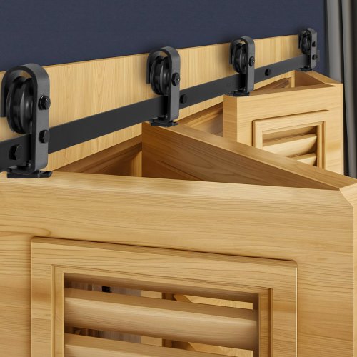 Skensats för vikbar skjutdörr, 64" toppmonterad skensats, glider smidigt och tyst, kraftig, enkel att installera, lämplig för fyra 15" garderobs-/skafferidörrar (ingår ej)