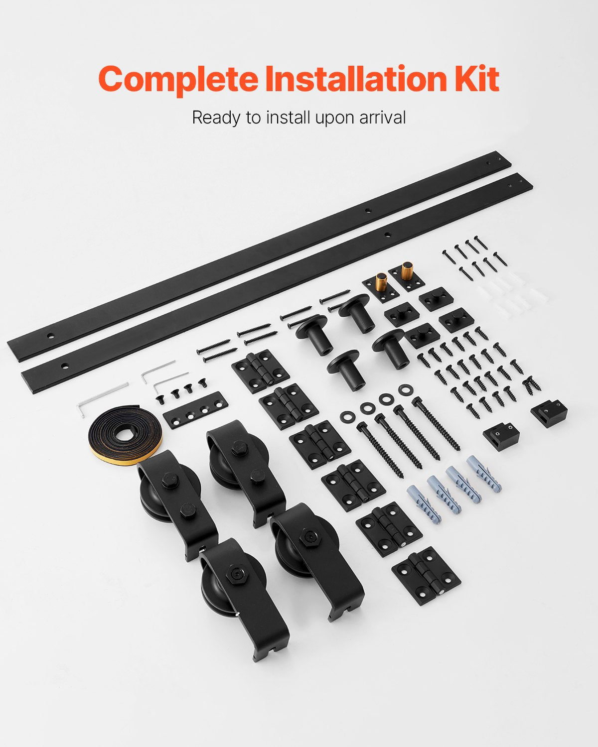 Skensats för vikbar skjutdörr, 64" toppmonterad skensats, glider smidigt och tyst, kraftig, enkel att installera, lämplig för fyra 15" garderobs-/skafferidörrar (ingår ej)