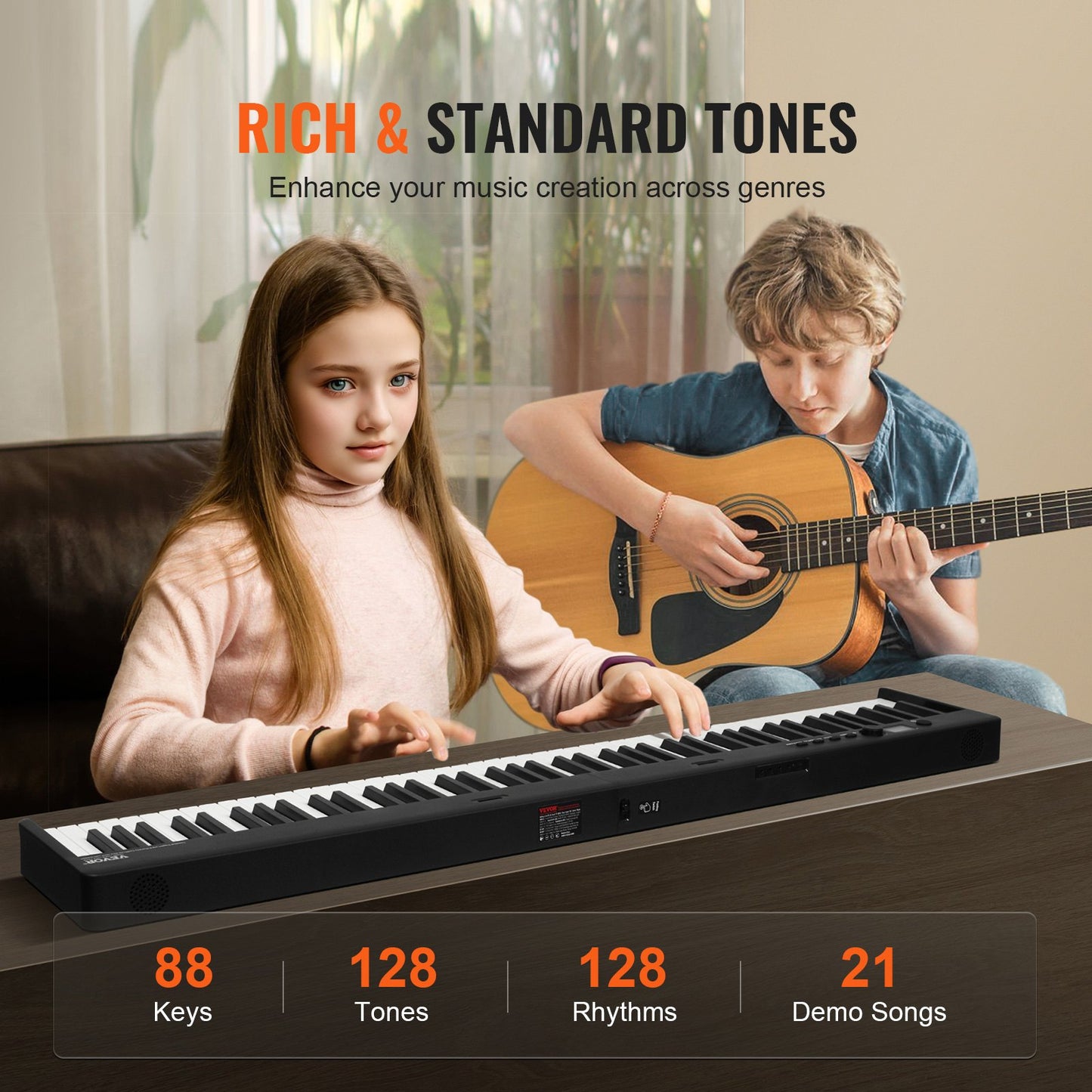 Hopfällbart keyboard med 88 tangenter, Bluetooth och MIDI, bärbart elektroniskt digitalt hopfällbart piano med sustainpedalväska, anslagskänsliga tangenter, hörlurar, laddningsbart för nybörjare, tonåringar och vuxna, svart